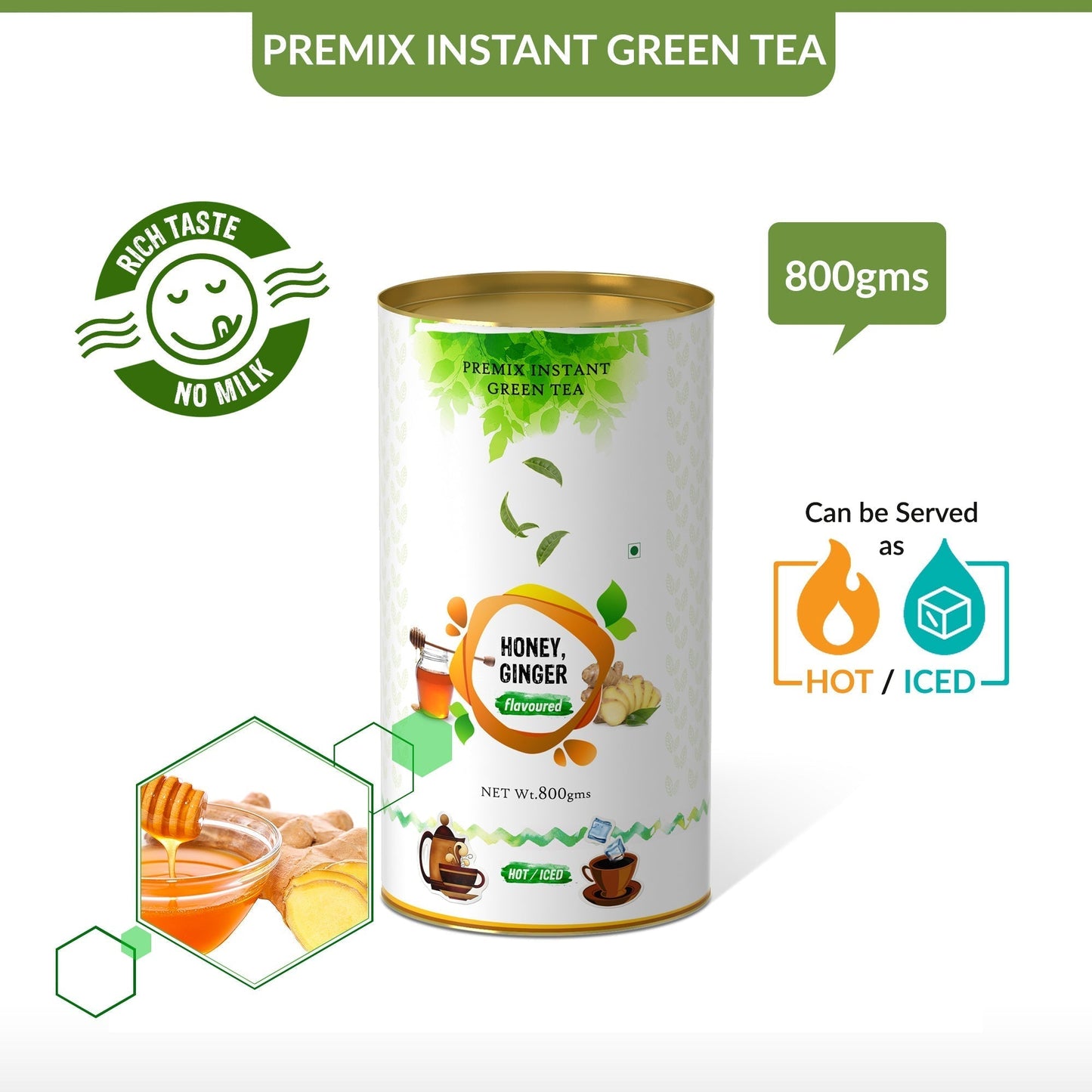 Honey Ginger Flavored Instant Green Tea