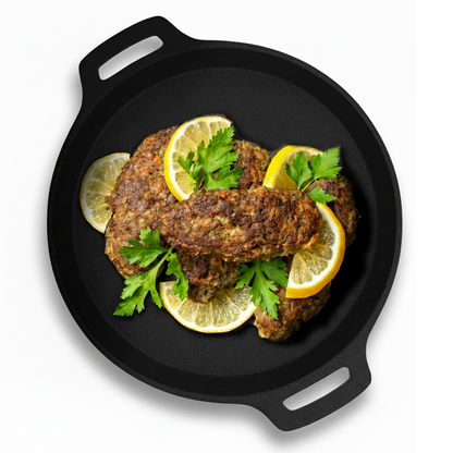 Esspy Pre-Seasoned Cast Iron Fish Fry Pan with Double Handle| Induction Friendly | Nonstick Fish Fry Pan, 100% Pure & Toxin Free, No Chemical Coating, Black
