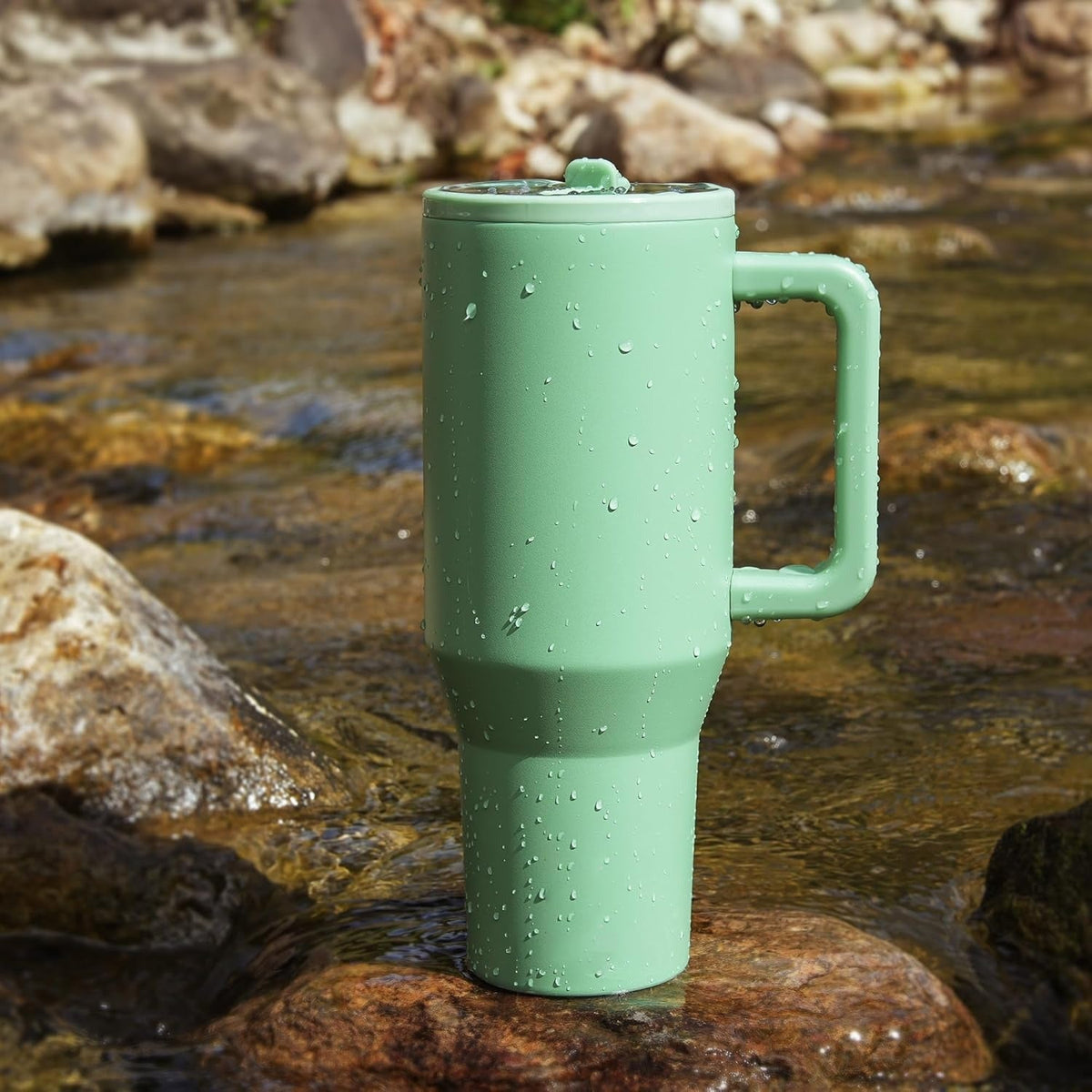 House of Quirk 1200ML Tumbler with Handle & Simple Flip Straw