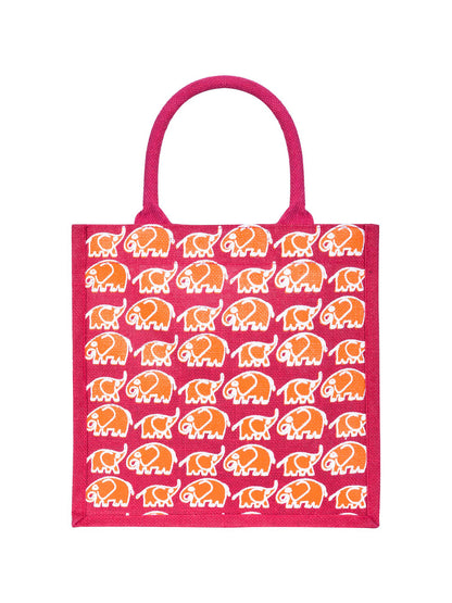 Jute Cottage Elephant Print Lunch Zipper Bag