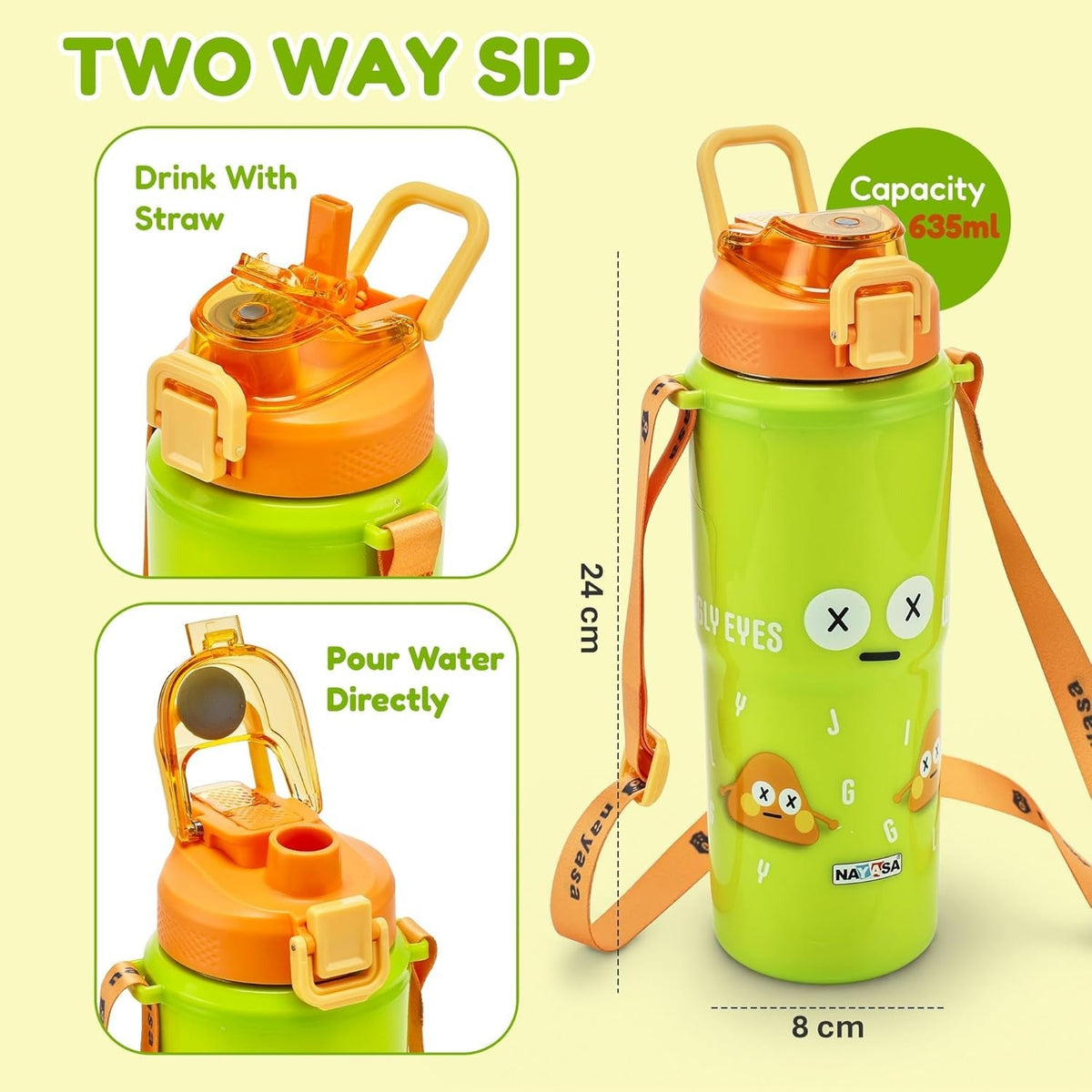 Nayasa Duo-Sip 450ml Kids Water Bottle | Dual Drinking Options