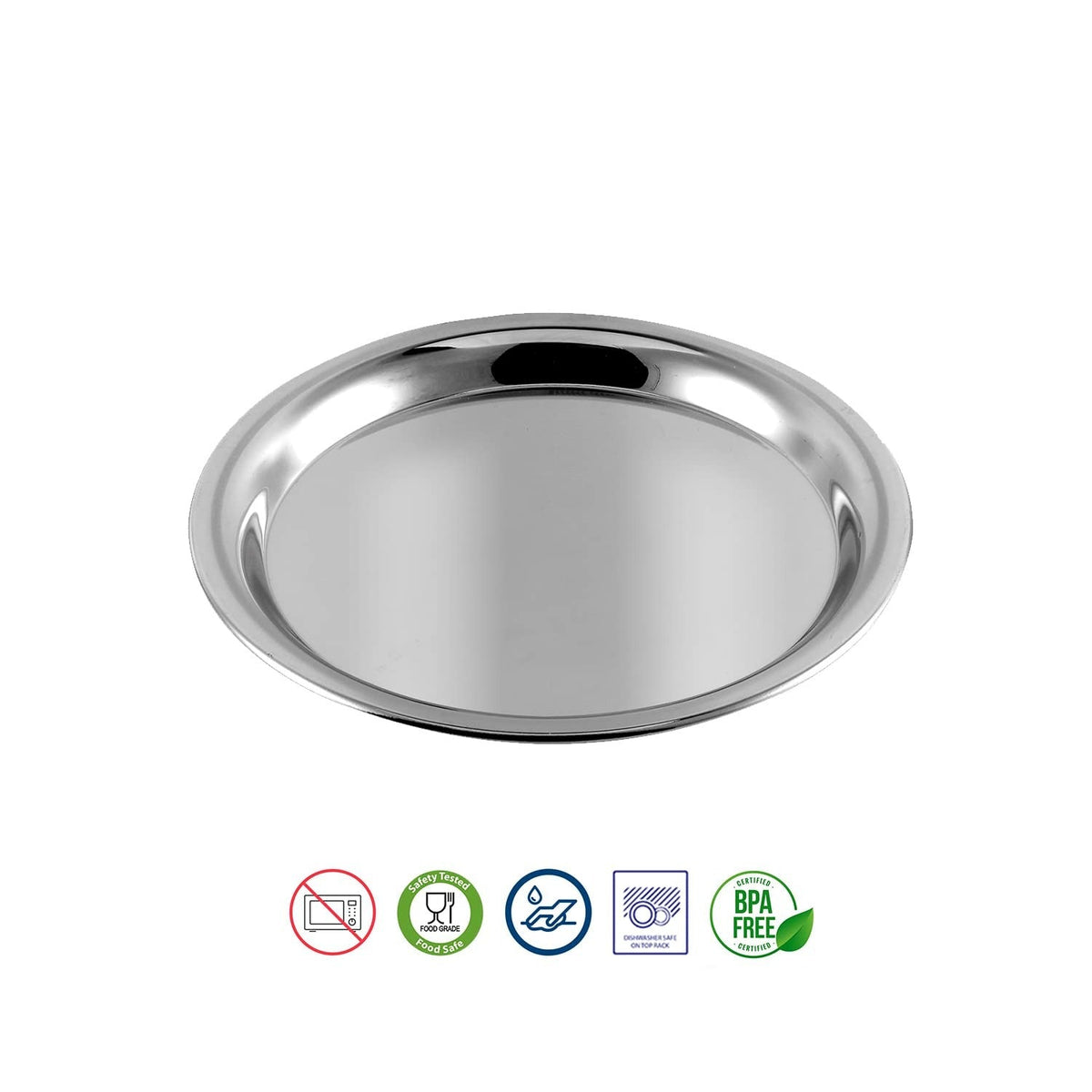 Vinod Kraft Round Stainless Steel Thali Set of 6 Pcs (30 Cm Dia)