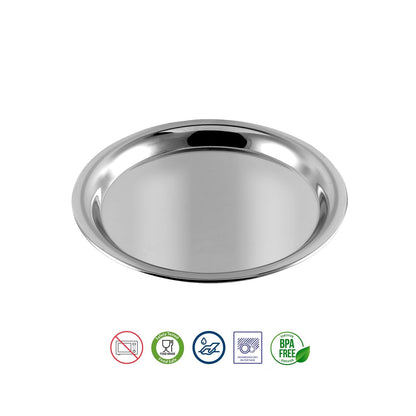 Vinod Kraft Round Stainless Steel Thali Set of 6 Pcs (30 Cm Dia)