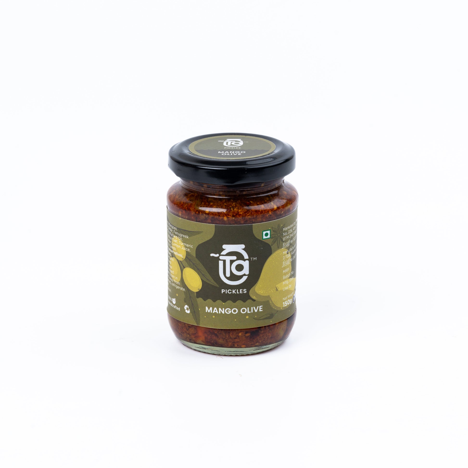 Ta Pickles | Mango & Olive Pickle | 150g | Made with Cold Pressed Oil | Homemade | Traditional Indian Taste | 100% Natural | No Preservatives