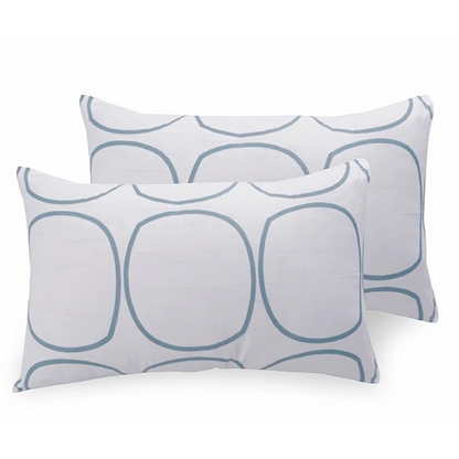 Huesland by Ahmedabad Cotton 144 TC Cotton Pillow Covers Set of 2 | White | Blue Circles