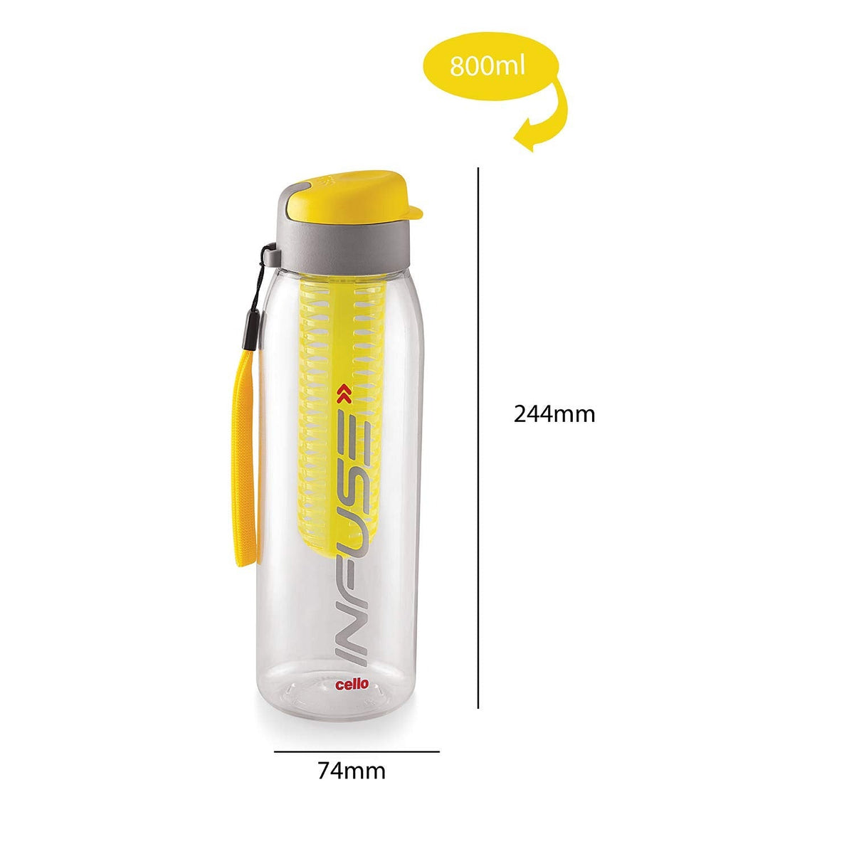 CELLO Infuse Water Bottle 800ml, Yellow