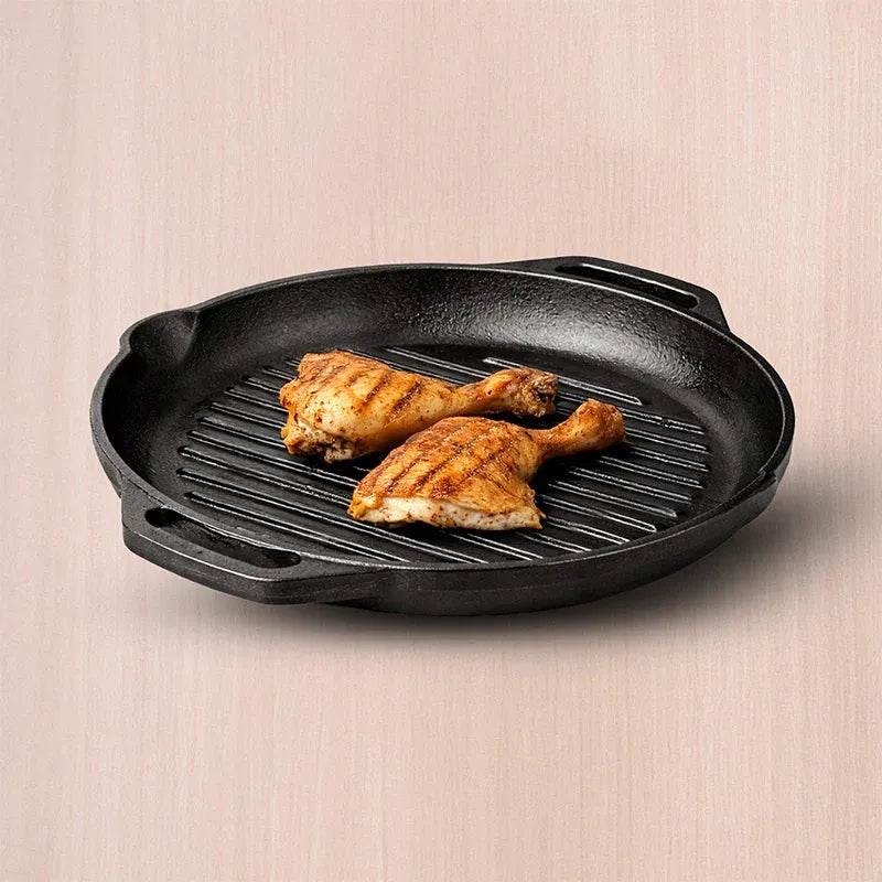 The Indus Valley Cast Iron Grill Pan with Twin Handle Pre-Seasoned