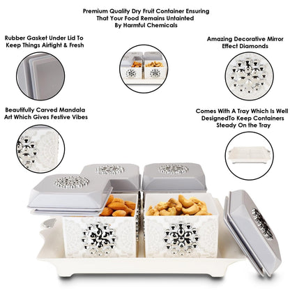 Nayasa Florentine Plastic Dry Fruit Set, Set of 4