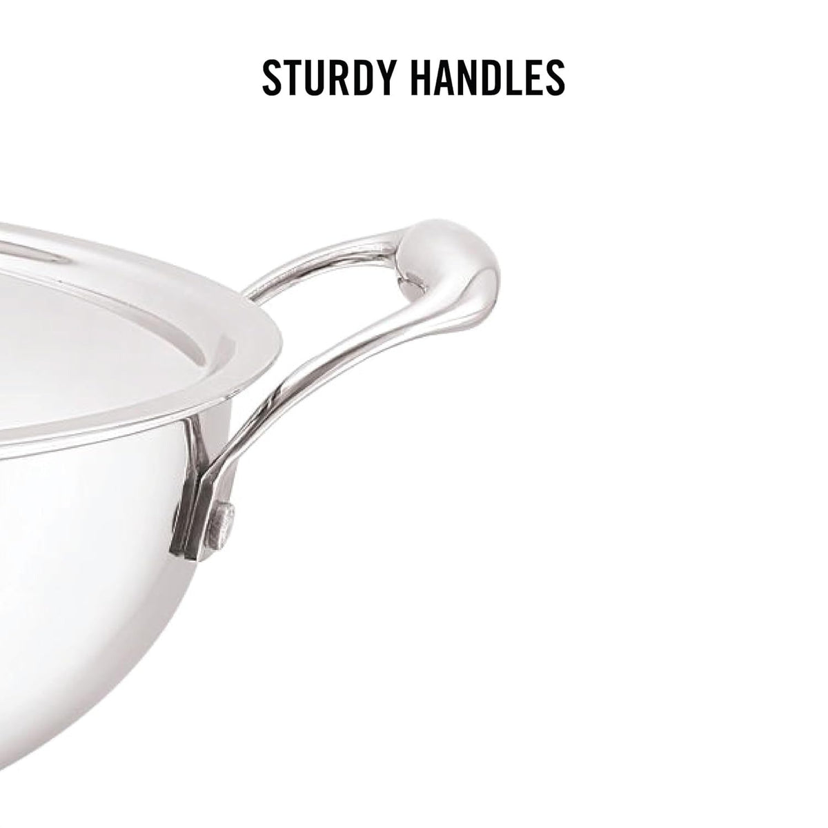 Cello Tri-Ply Stainless Steel Kadhai with Glass Lid Induction Compatible - 30CM-6L