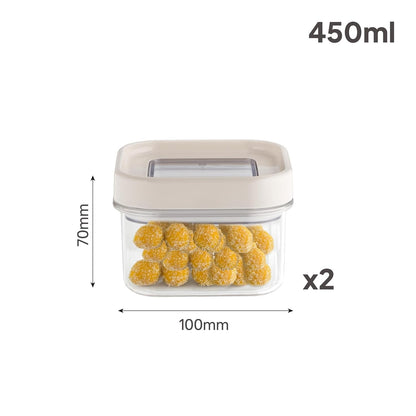 CELLO Airlock Square Pet Storage Jar for Kitchen Set of 2 Pcs 450ml Transparent