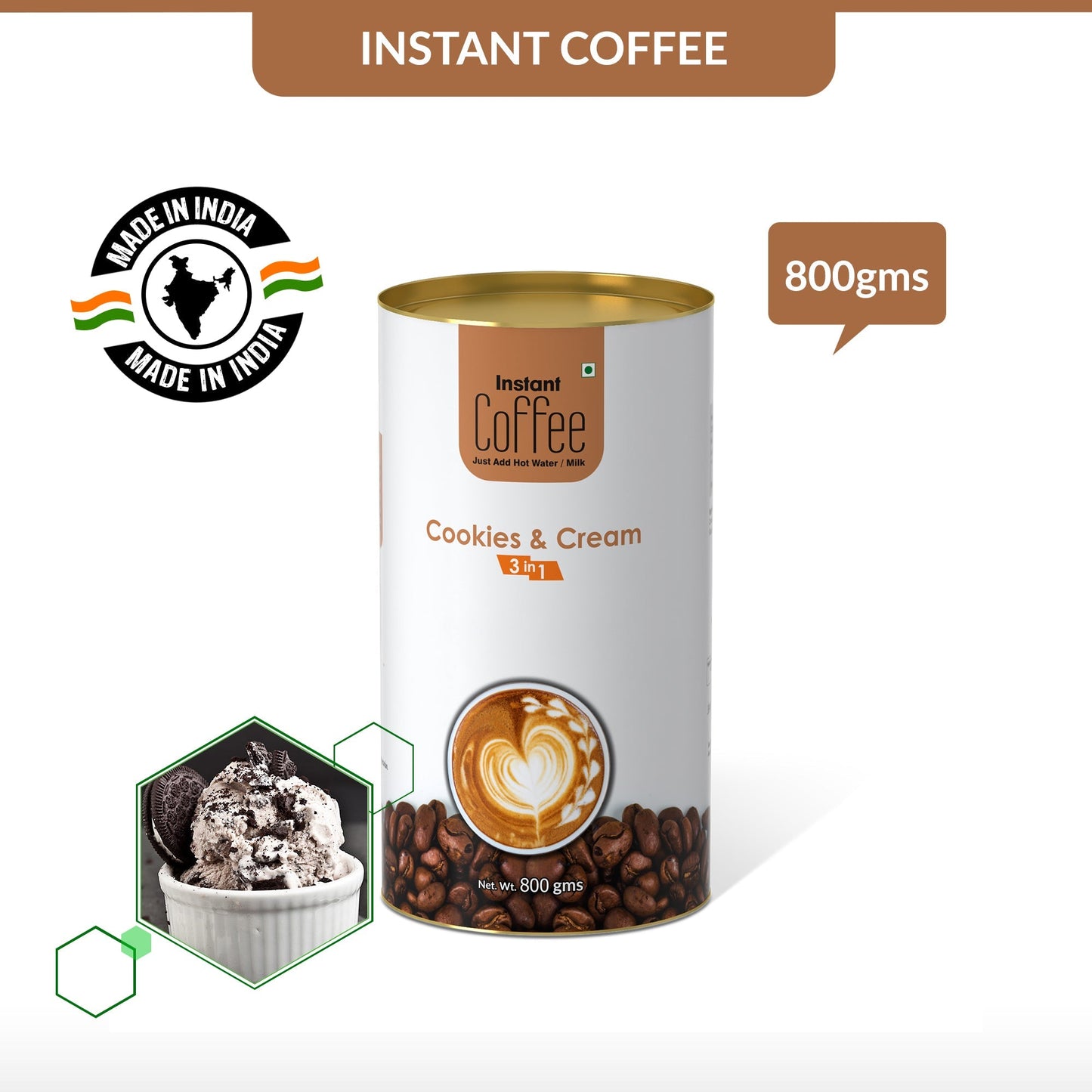 Cookies & Cream Instant Coffee Premix (3 in 1)