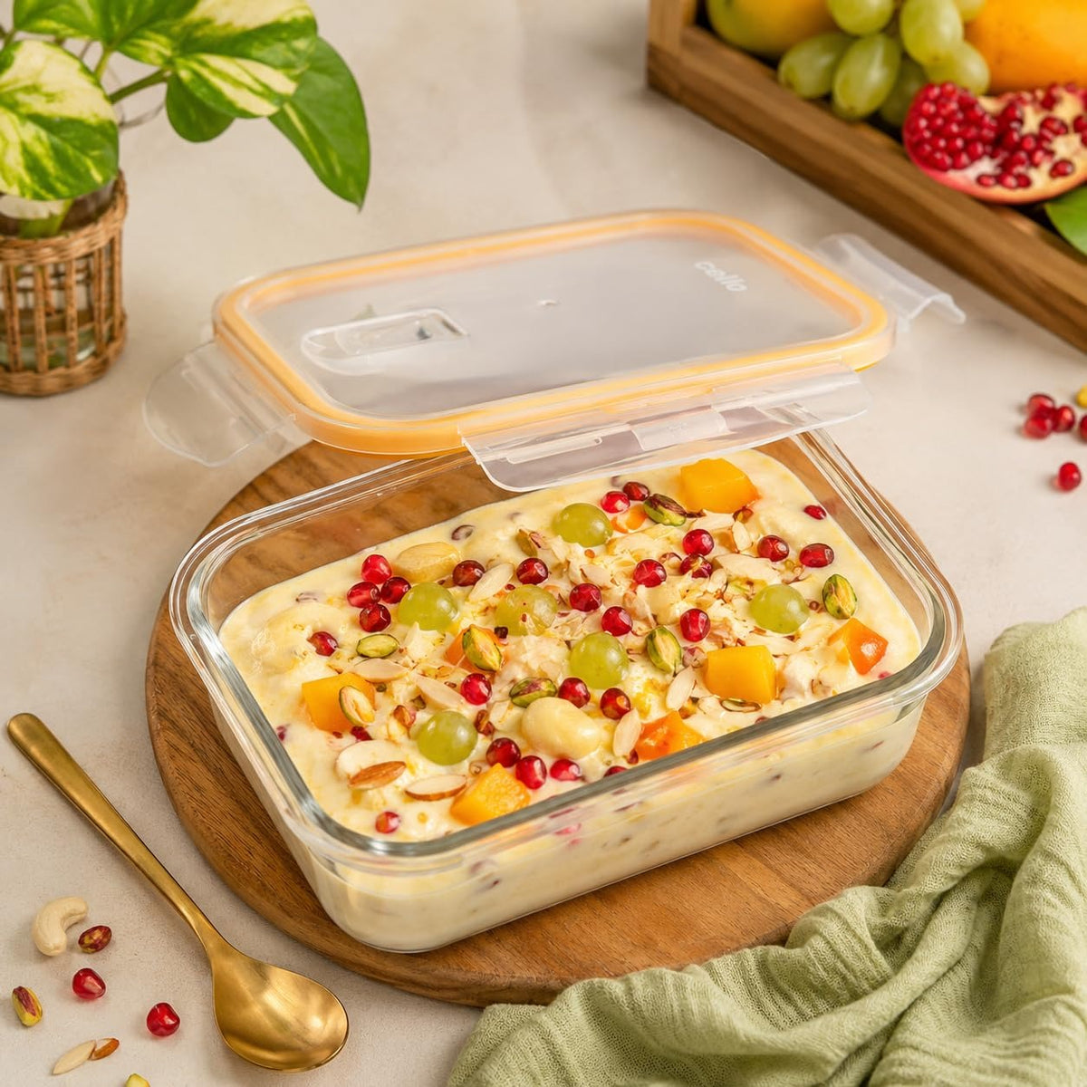 CELLO Fit & Fresh Rectangle Lunch Box Container for Daily Use 1050ml Clear