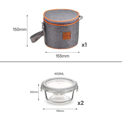 Cello Royale Glass Lunch Box Set of 2 Vertical