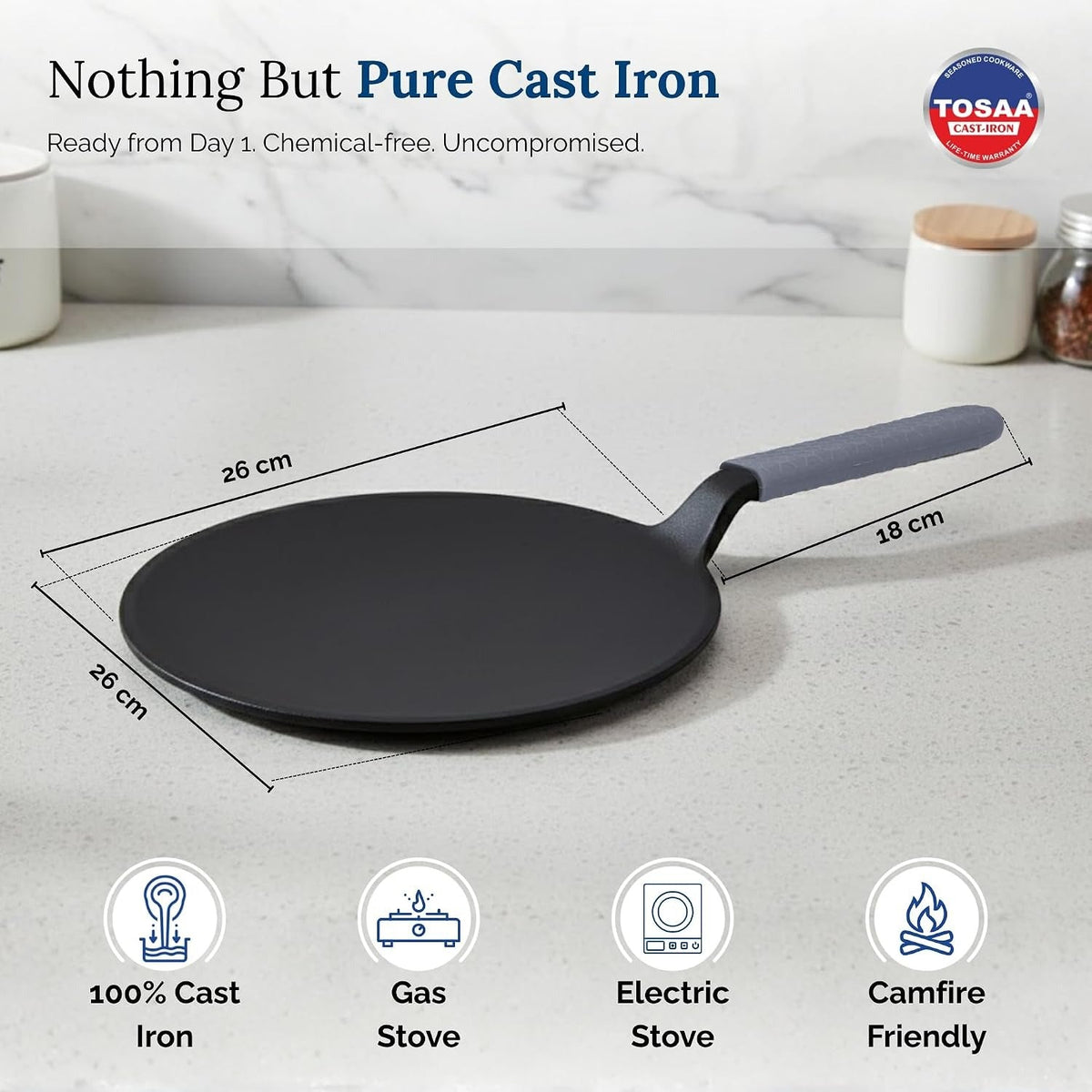Tosaa Cast Iron Roti Tawa Big 26cm