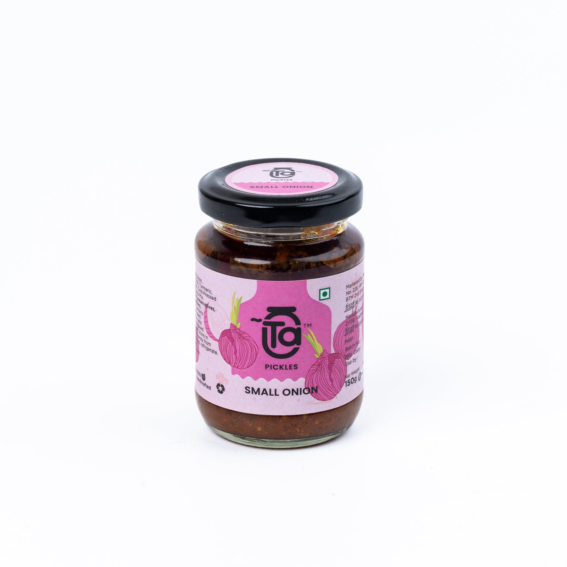 Ta Pickles | Small Onion Pickle | 150g | Made with Cold Pressed Oil | Homemade | Traditional Indian Taste | Natural | No Preservatives
