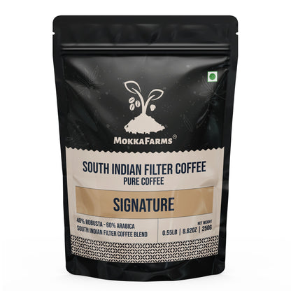 MokkaFarms South Indian Filter Signature Coffee  | 60% Arabica - 40% Robusta Blend | 0% Chicory | Rich, Flavourful & Aromatic |
