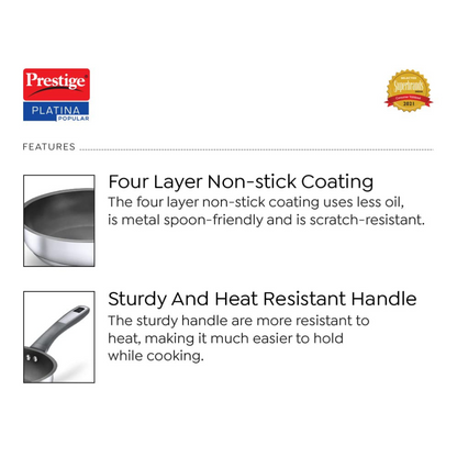 Prestige Platina Non-Stick SS Fry Pan Without Lid 24 cm
