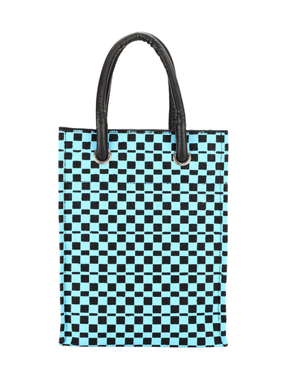 Jute Cottage Check Print Big Eyelet Lunch Bag With Bottom Board