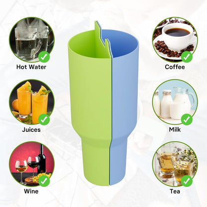 House of Quirk 2-in-1 Drink Separator Silicone Liner Compatible with Stanley Cup 1200ml - (Green/Blue)