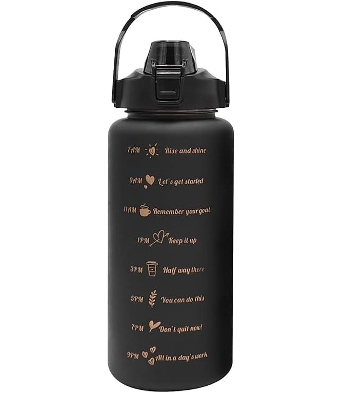 House of Quirk Plastic 2 Litre 3D Sticker Water Bottle - Black