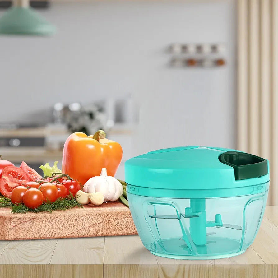 Cello Magic Hand Vegetable Slicer Chopper Small | Multi Utility | 3 Stainless Steel Blades | Vegetable and Fruits | 15 Cuts One Pull |  | 450 ml| Green