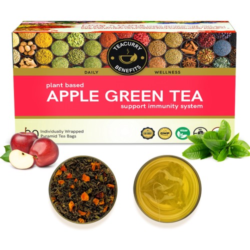 Apple Green Tea - Natural Apple Blended with Assam Green Tea Whole Leaves
