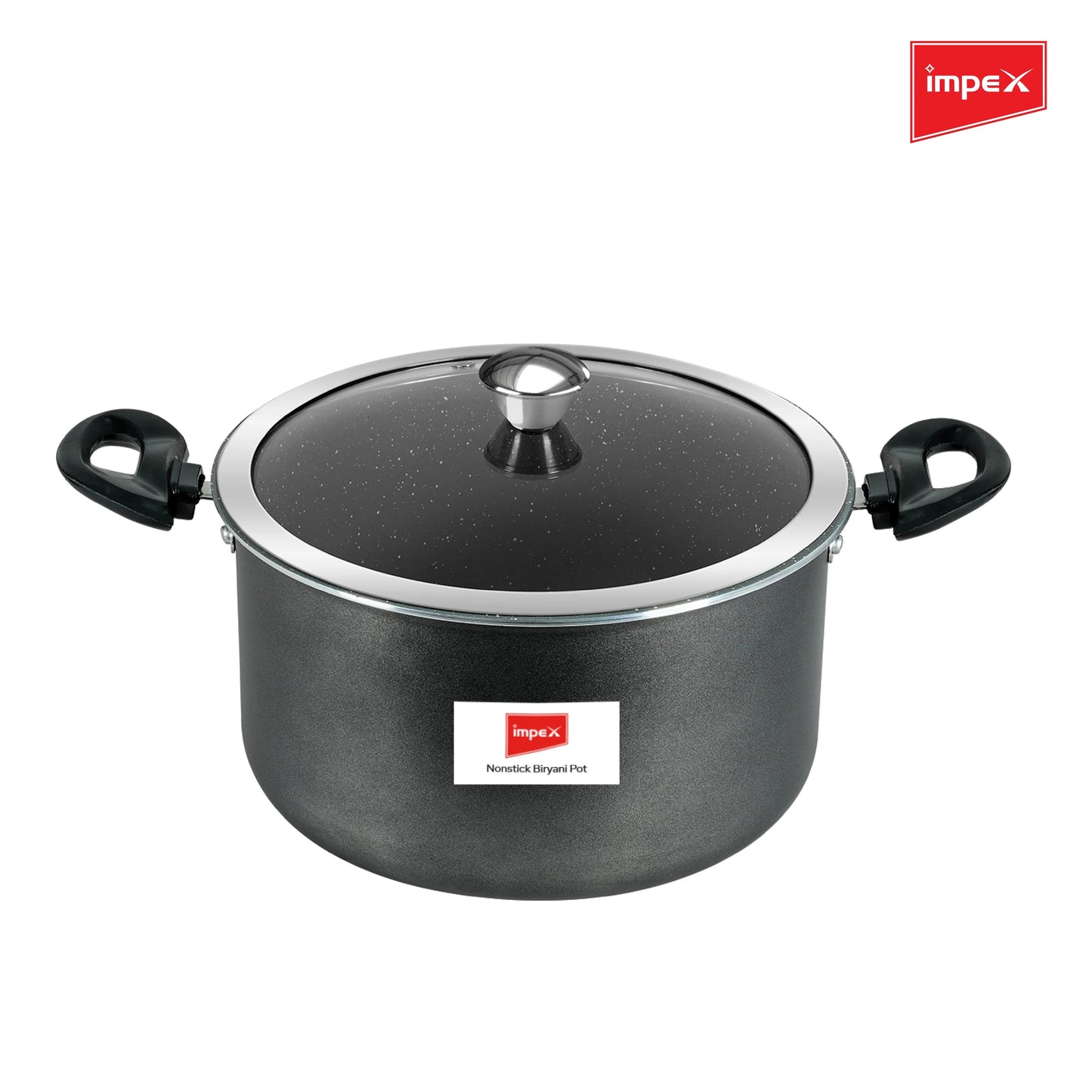 Impex IBP8 8L Non-Stick Biryani Pot with RIB Granite Coating Induction Friendly Aluminium