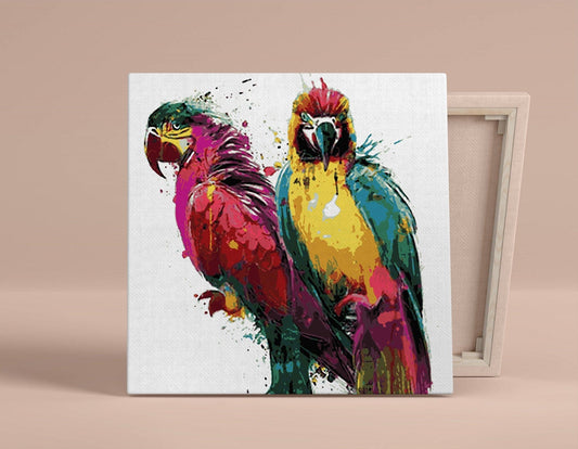 Parrots Couple Colorful Paint by Numbers Kit
