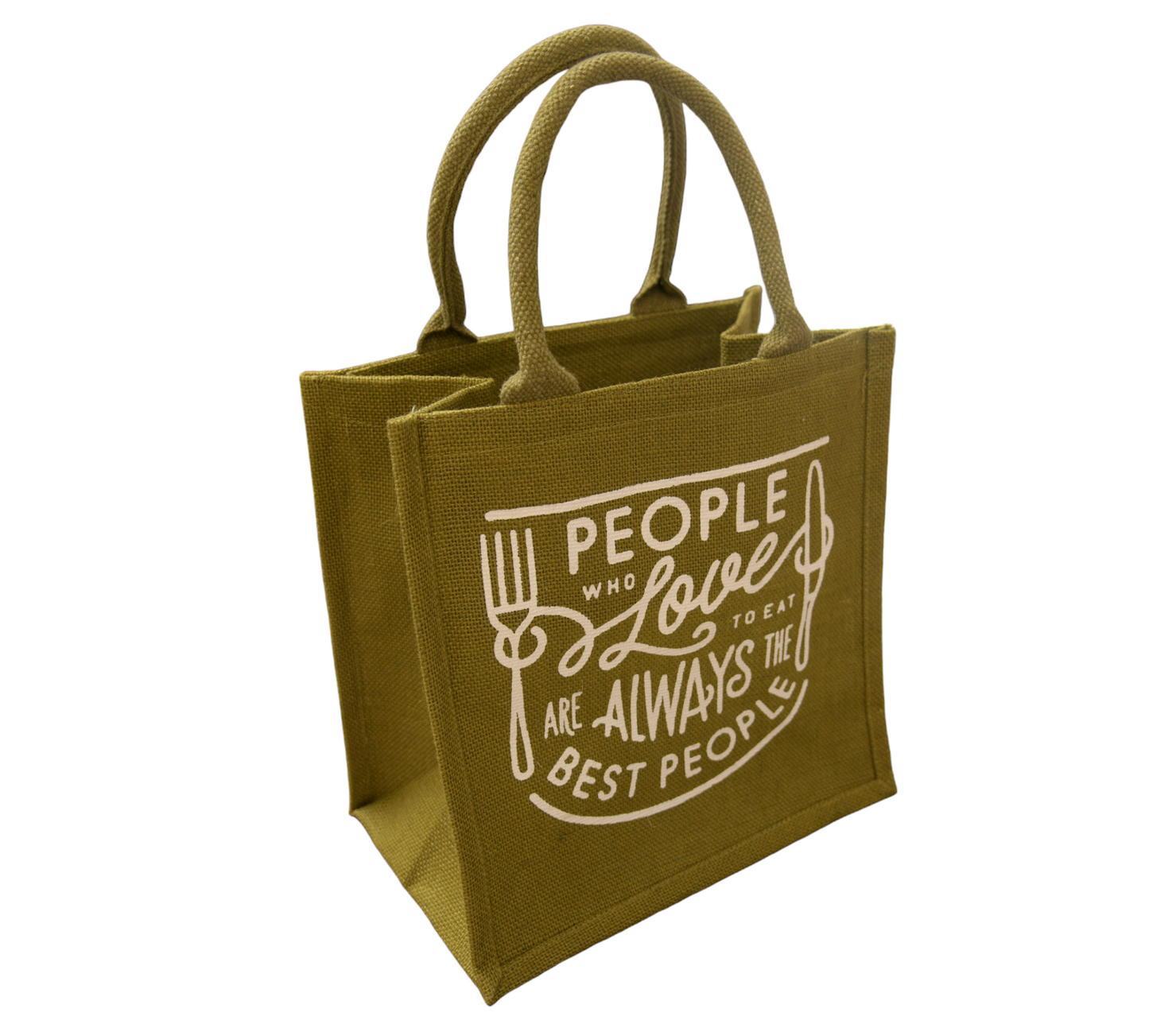 Jute Cottage Love To Eat Print Lunch Zipper 100% Genuine Jute