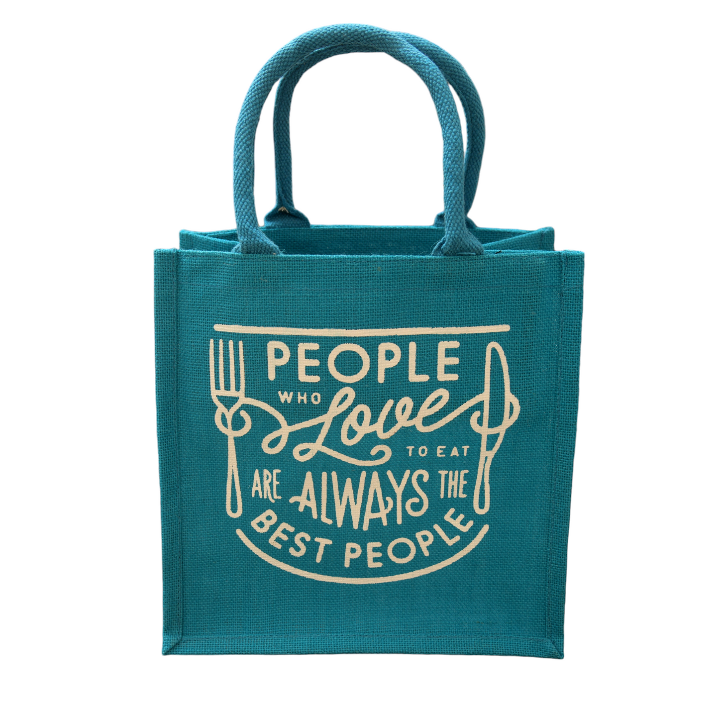 Jute Cottage Love To Eat Print Lunch Zipper 100% Genuine Jute