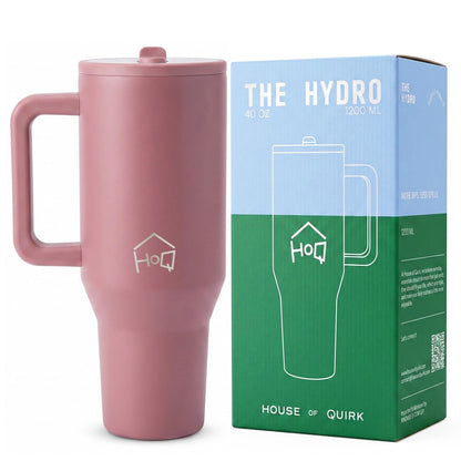 House of Quirk 1200ML Tumbler with Handle & Simple Flip Straw - Avocado