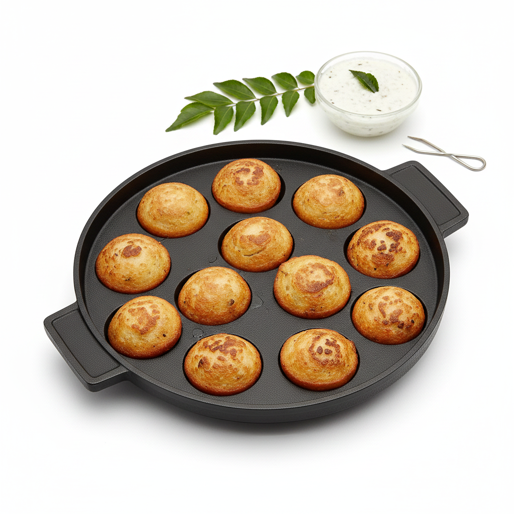Human Hydro Cast Iron Cookware Set — 12-Pit Paniyaram Pan with Lid + 30cm Dosa Tawa + 23cm Kadai Pre-Seasoned