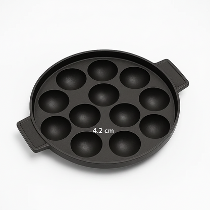 Human Hydro Cast Iron Cookware Set — 30cm Dosa Tawa + 12-Pit Paniyaram Pan with Glass Lid Pre-Seasoned Gas Induction