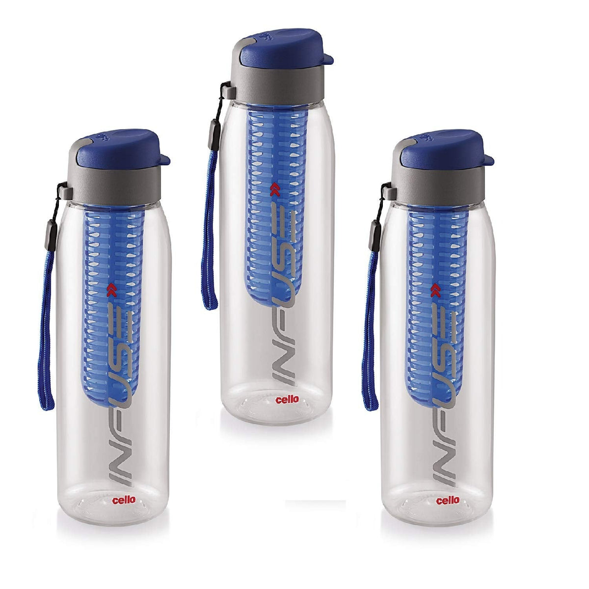 CELLO Infuse Water Bottle Set of 3, 800ml, Blue