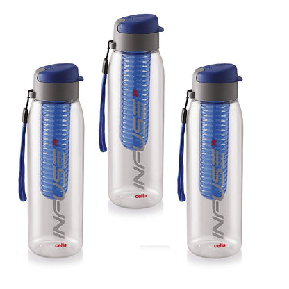 CELLO Infuse Water Bottle Set of 3, 800ml, Blue