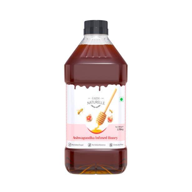 Ashwagandha Infused Honey | 100% Pure Honey | Wooden Spoon| Raw, Natural, Unprocessed & Unheated Honey | Lab Tested Honey in Glass Bottle.