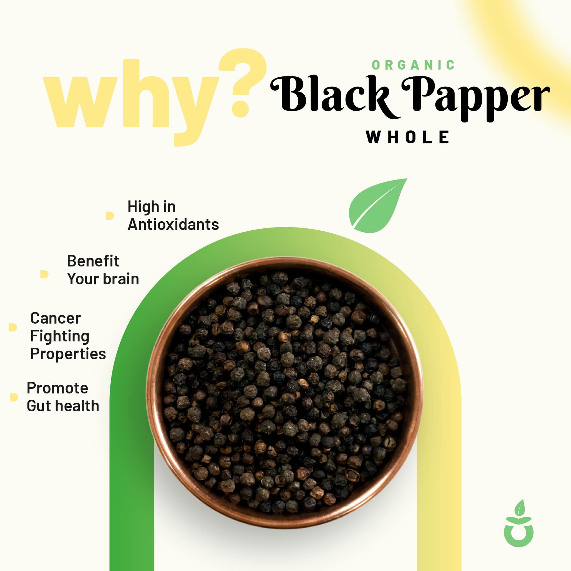 Pure Organio Organic Black Pepper - Kali Mirch