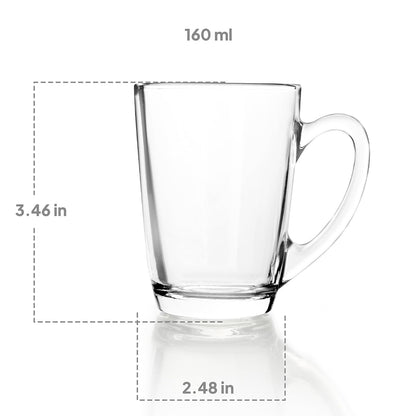 Cello Caroline Glass Tea Cup with Elegant Design 160ml, Set of 6 Clear