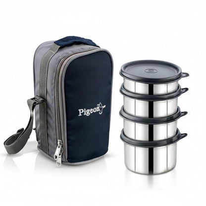 Pigeon Vibe Stainless Steel Lunch Carrier Set of 3 Containers (250ml, 350ml & 500ml)
