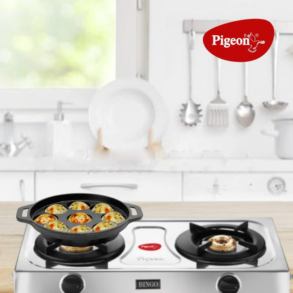 Pigeon Long Lasting Cast Iron Panniyarakkal 9 Rounds, Naturally Non-Stick
