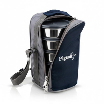 Pigeon Vibe Stainless Steel Lunch Carrier Set of 3 Containers (250ml, 350ml & 500ml)