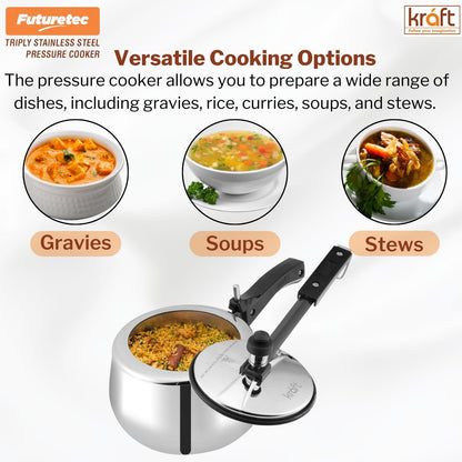 Kraft Houseware Futuretec Triply Stainless Steel Pressure Cooker Inner Lid - 2 Litres