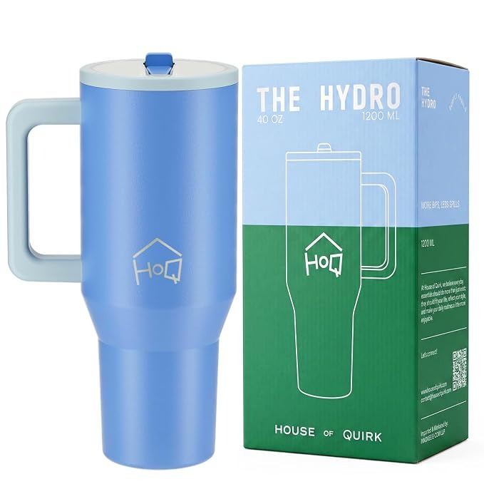 House of Quirk 1200ML Tumbler with Handle & Simple Flip Straw - Avocado