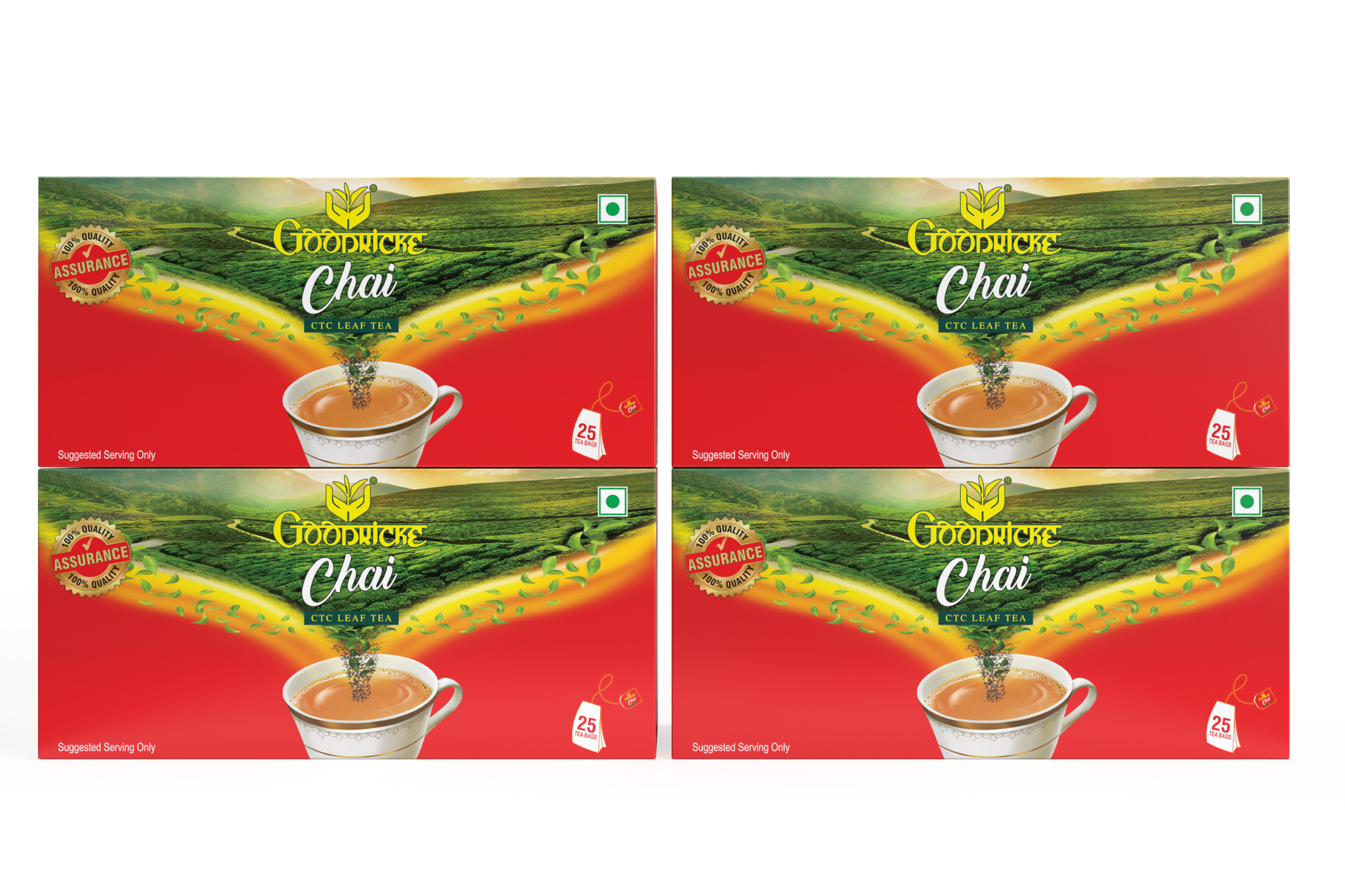 Chai Leaf Tea, 25 Tea bags (Pack of 4)