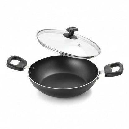 Judge by Prestige Everyday Non-Stick Kadhai with Glass Lid Low Oil Cooking Cool Touch Handles