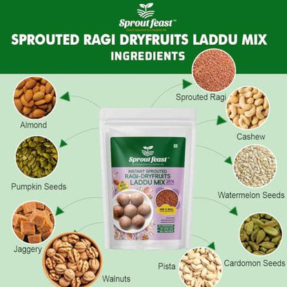 Sprouted Feast Instant Sprouted Ragi –Dry fruits Laddu Mix