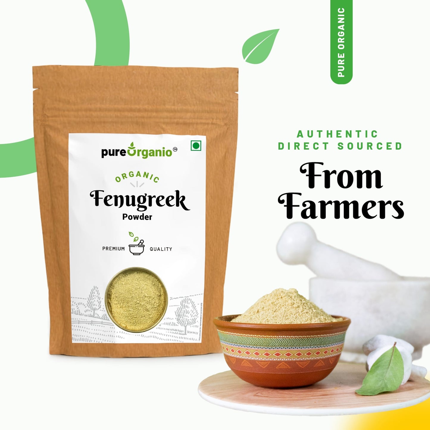 Pure Organio Organic Fenugreek Powder Methi Dana Ground For Cooking and Eating