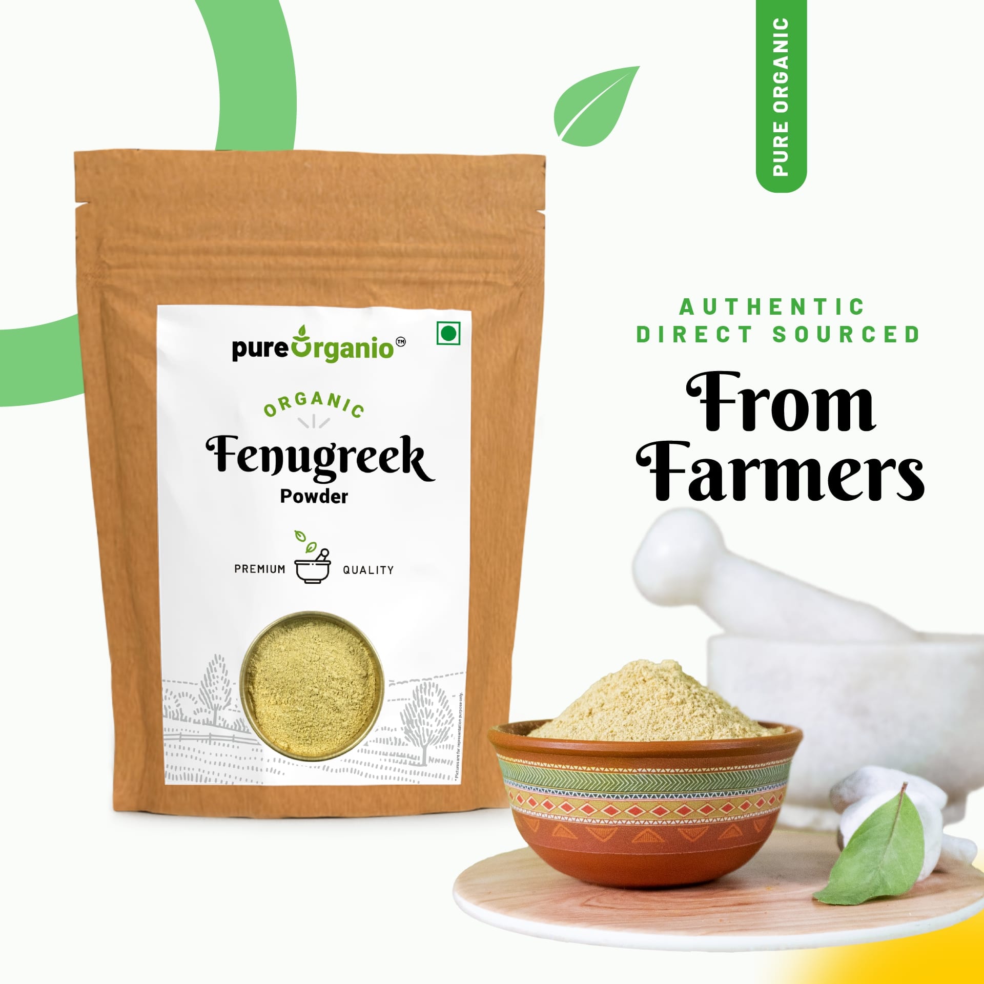 Pure Organio Organic Fenugreek Powder Methi Dana Ground For Cooking and Eating