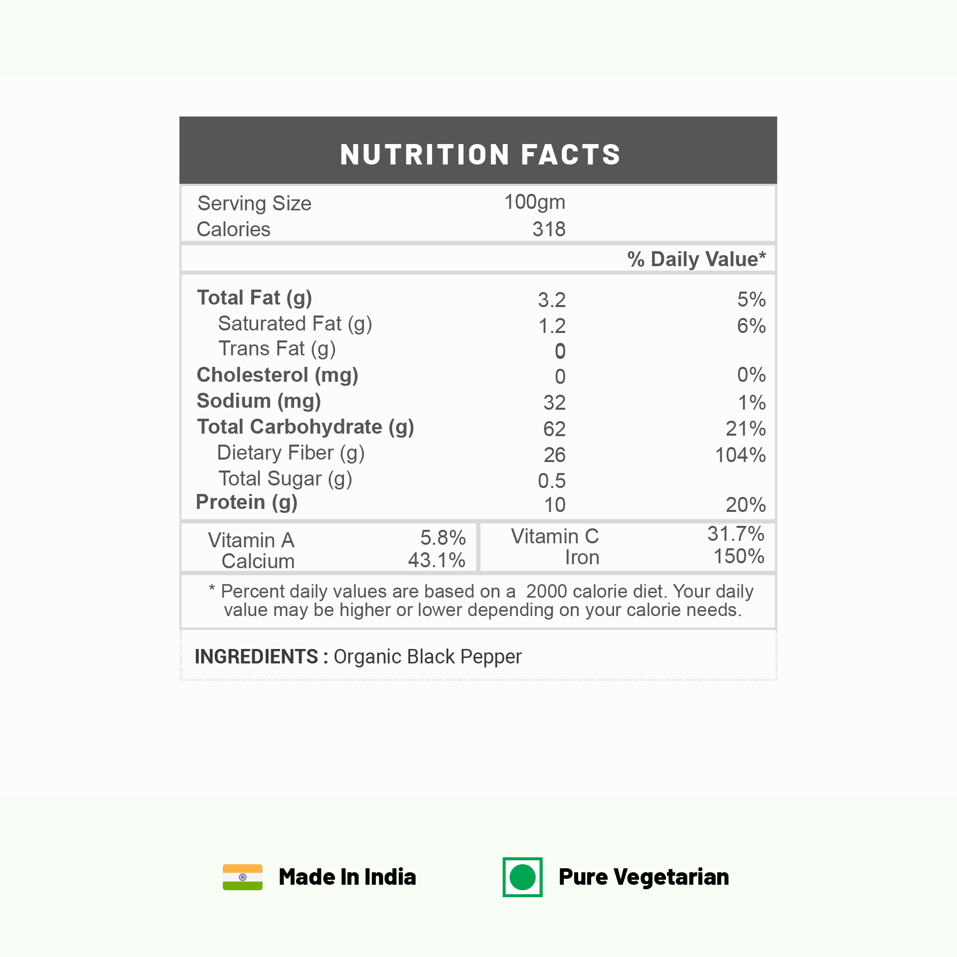 Pure Organio Organic Black Pepper Powder