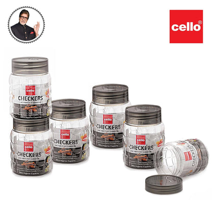 CELLO Checkers Kitchen Storage Container Box Set of 6 Pcs (300 ml x 6)